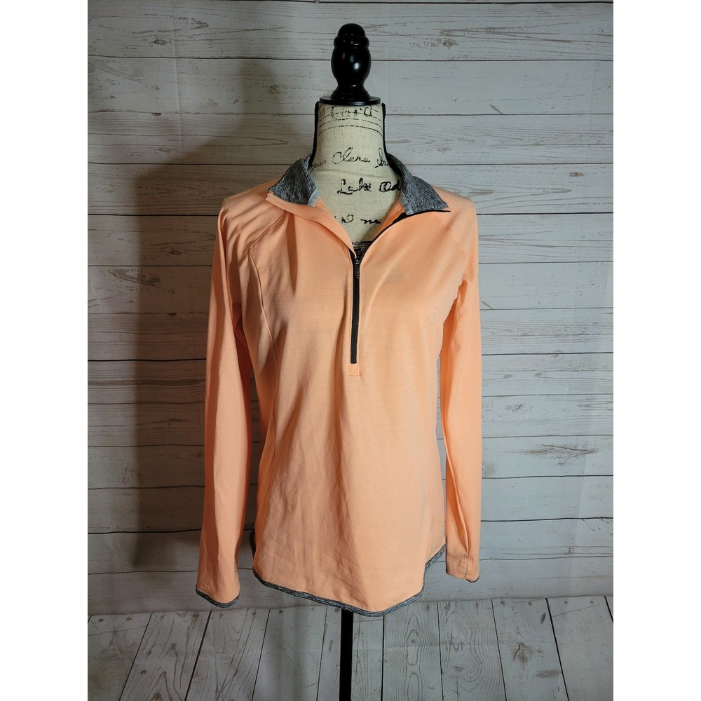 Under armour medium orange and grey half zip long sleeve